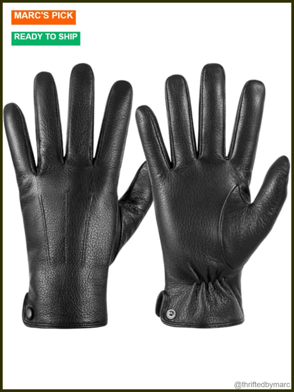 Genuine Leather Gloves Men Cashmere Lined Touchscreen Texting Driving